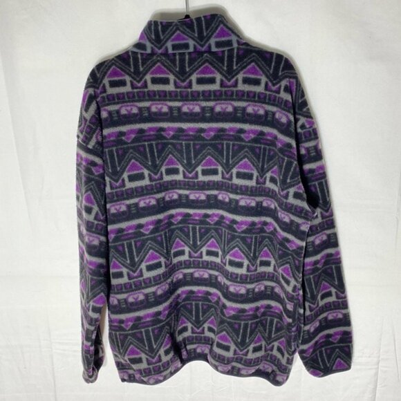 Vintage Rough Dress Purple Grey Geometric Print Half Zip Pullover Fleece XL - Picture 13 of 14